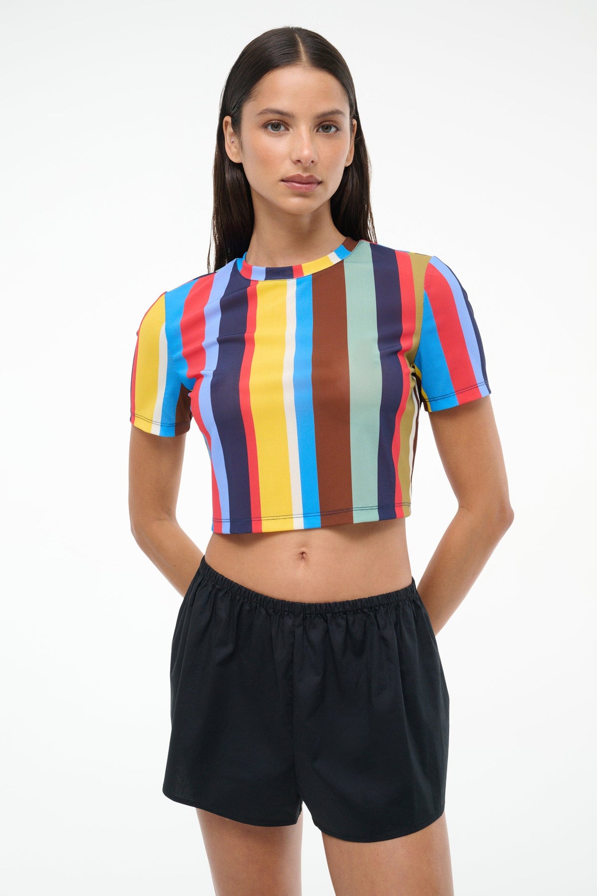 STAUD | Fernanda Coverup Top Market Stripe