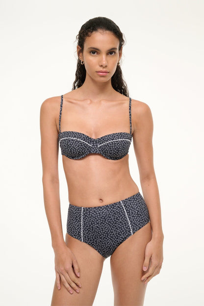 STAUD | Jo Balconette Bikini Top Black Woodblock Ditsy Floral