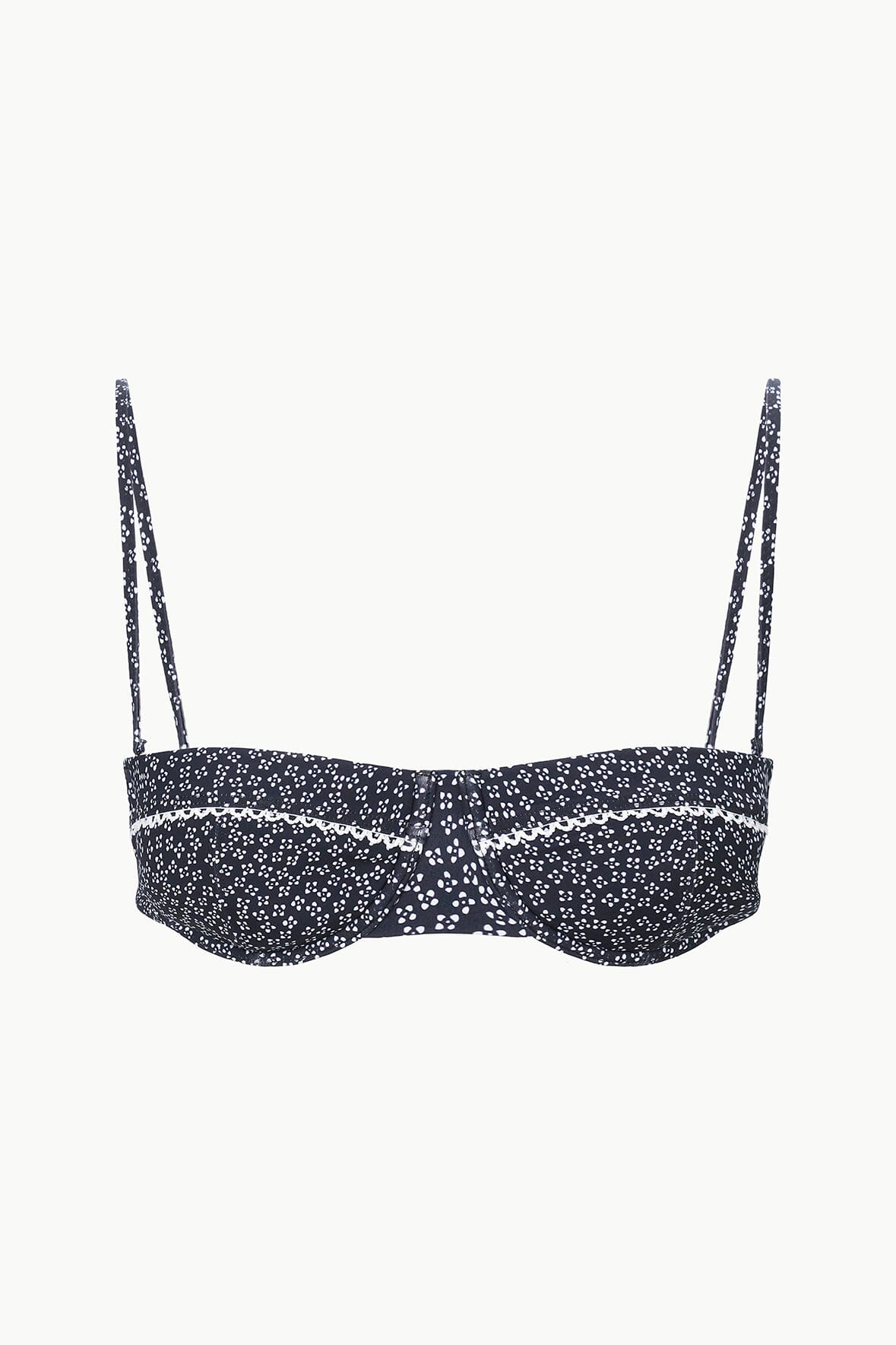 STAUD | Jo Balconette Bikini Top Black Woodblock Ditsy Floral