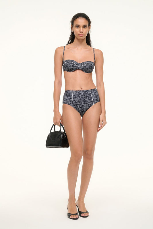 STAUD | Brenton Bikini Bottom Black Woodblock Ditsy Floral