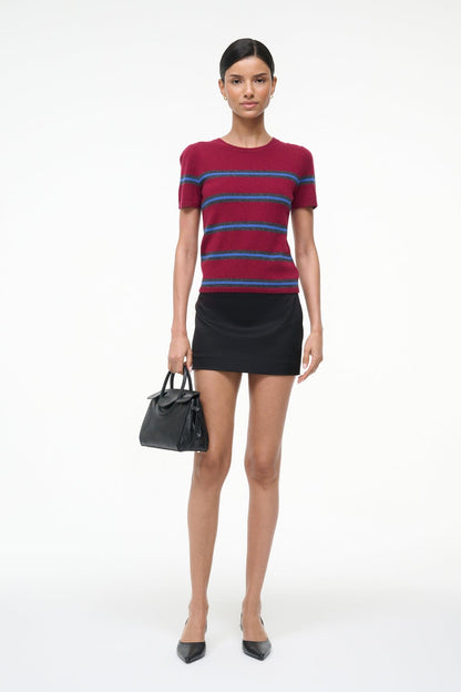 STAUD | Easy Cashmere Tee Crimson Stripe