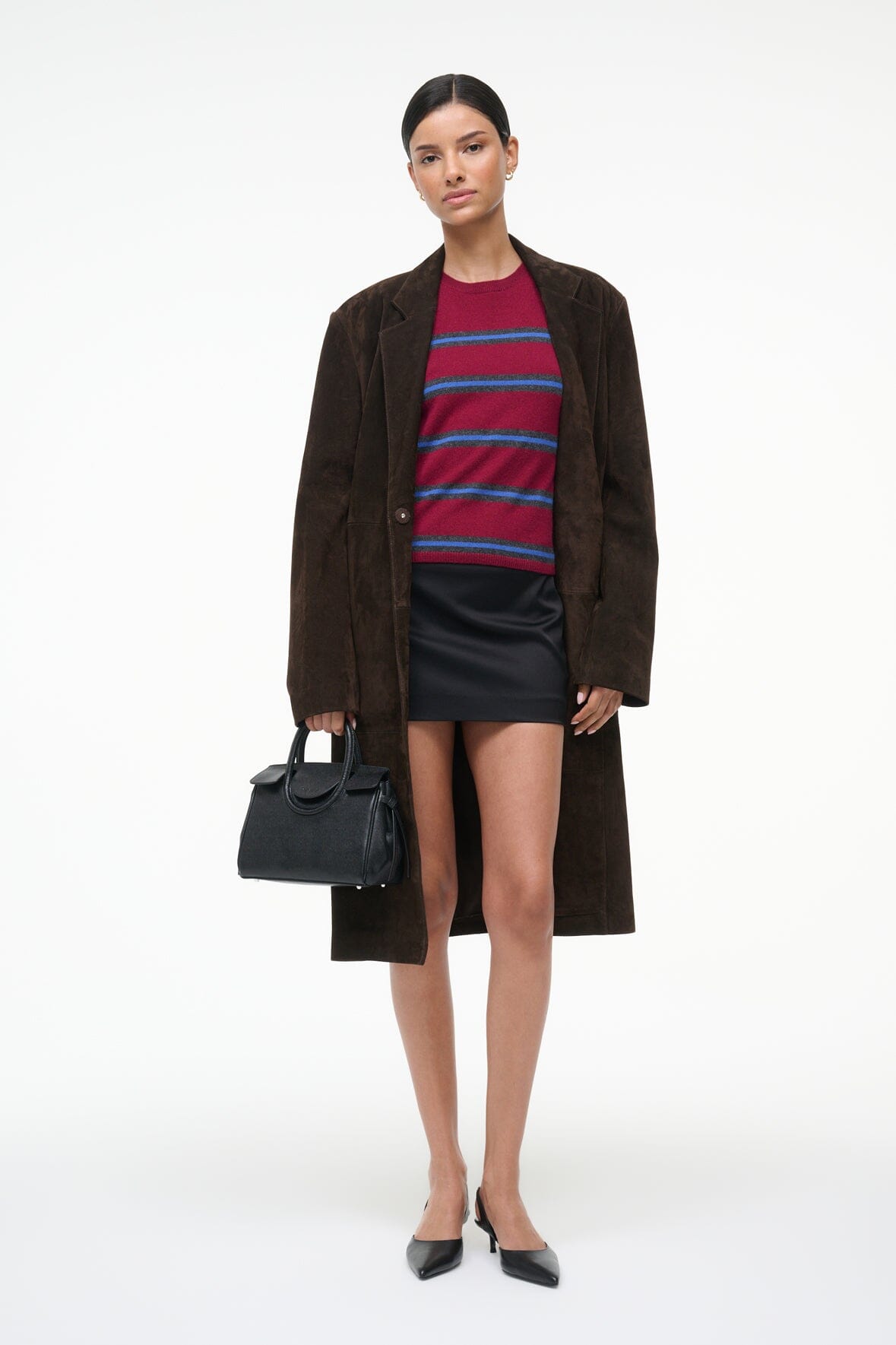 STAUD | Easy Cashmere Tee Crimson Stripe