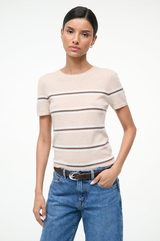 STAUD | Easy Cashmere Tee Whisper Stripe