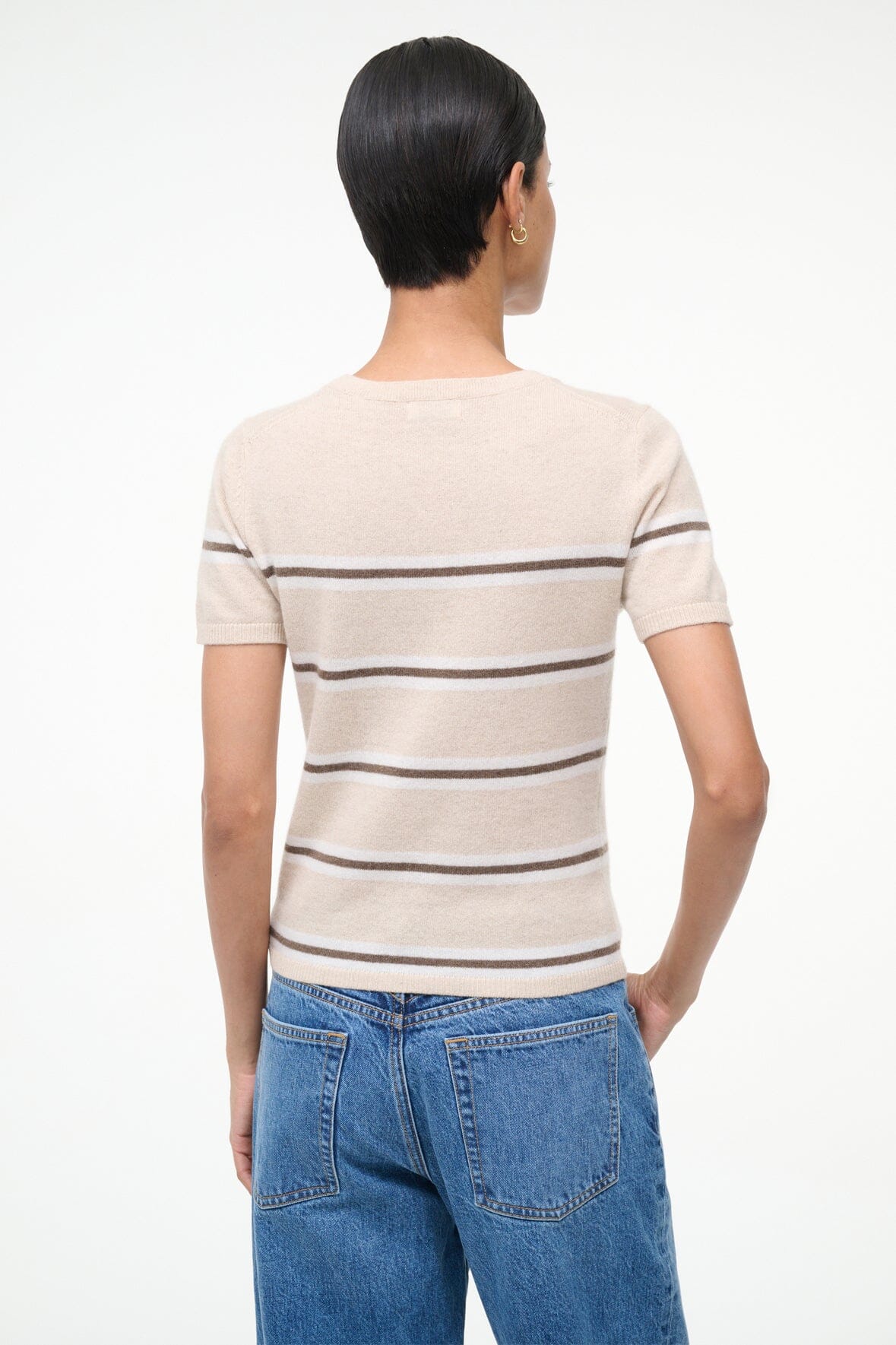 STAUD | Easy Cashmere Tee Whisper Stripe