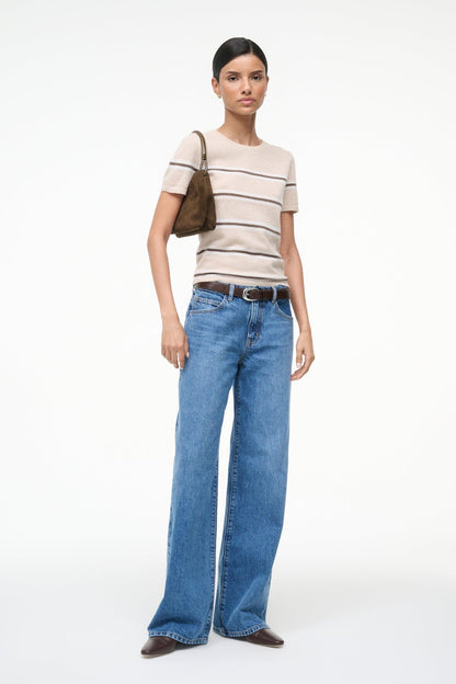 STAUD | Easy Cashmere Tee Whisper Stripe