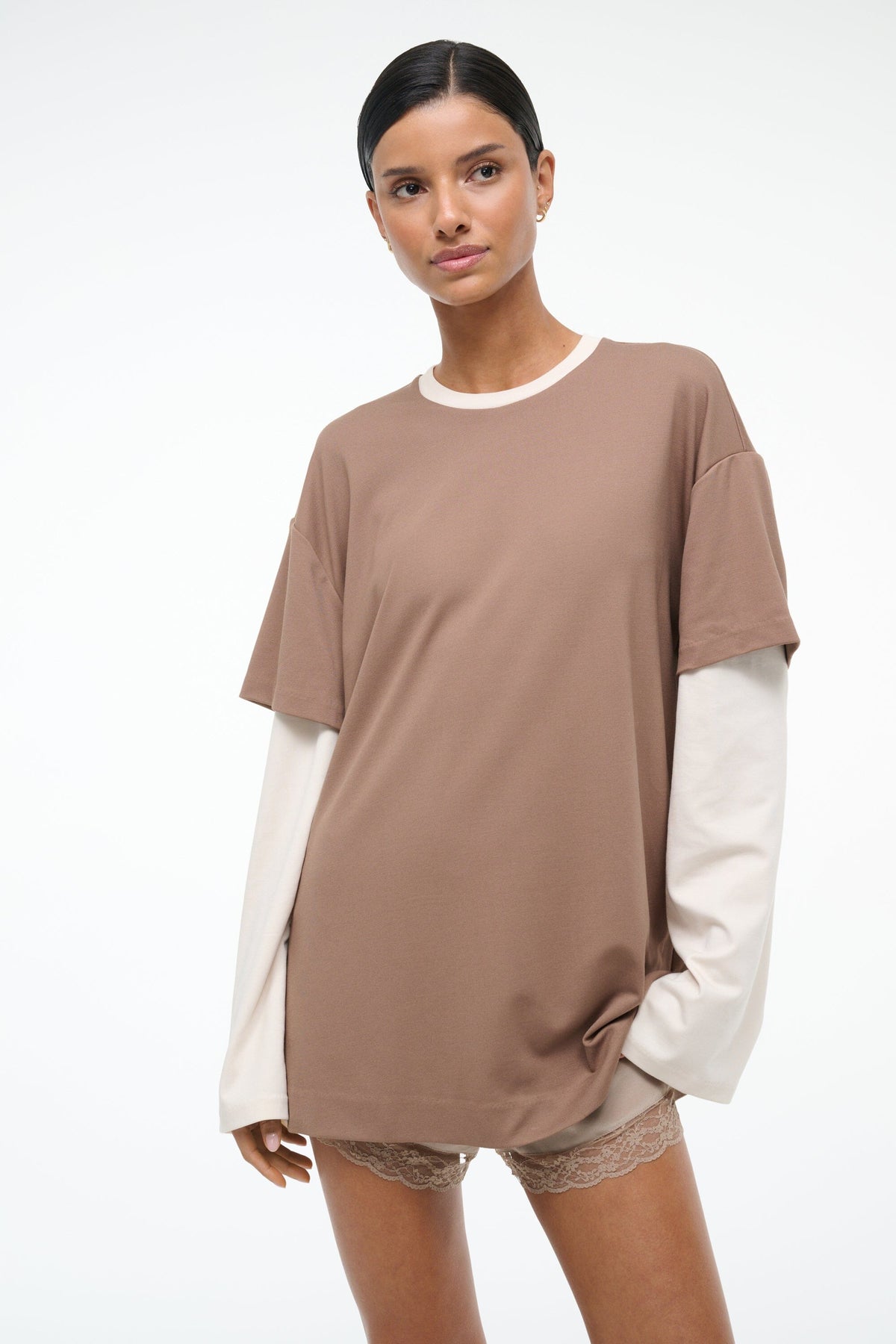 STAUD | William Tee Taupe/Ecru
