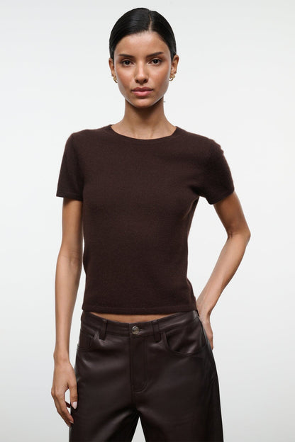 STAUD | Easy Cashmere Tee Dark Chocolate