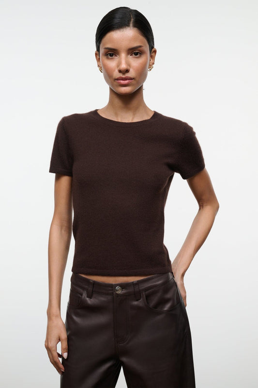 STAUD | Easy Cashmere Tee Dark Chocolate