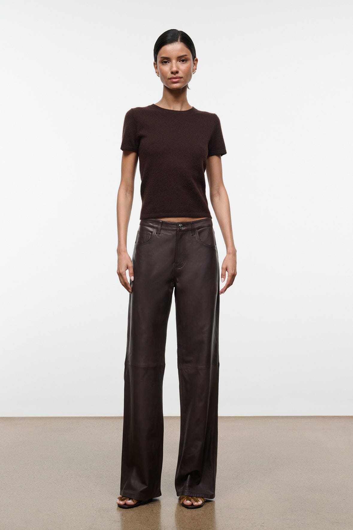 STAUD | Easy Cashmere Tee Dark Chocolate