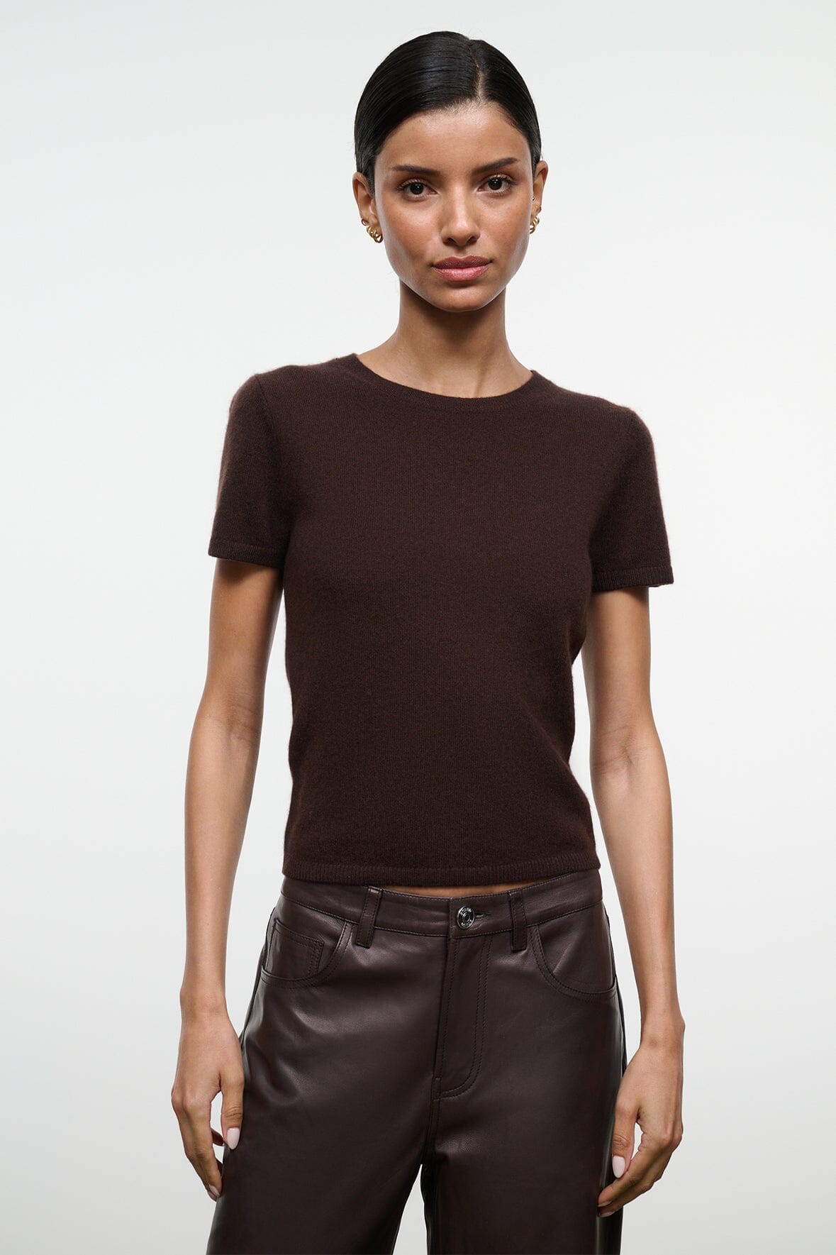 STAUD | Easy Cashmere Tee Dark Chocolate