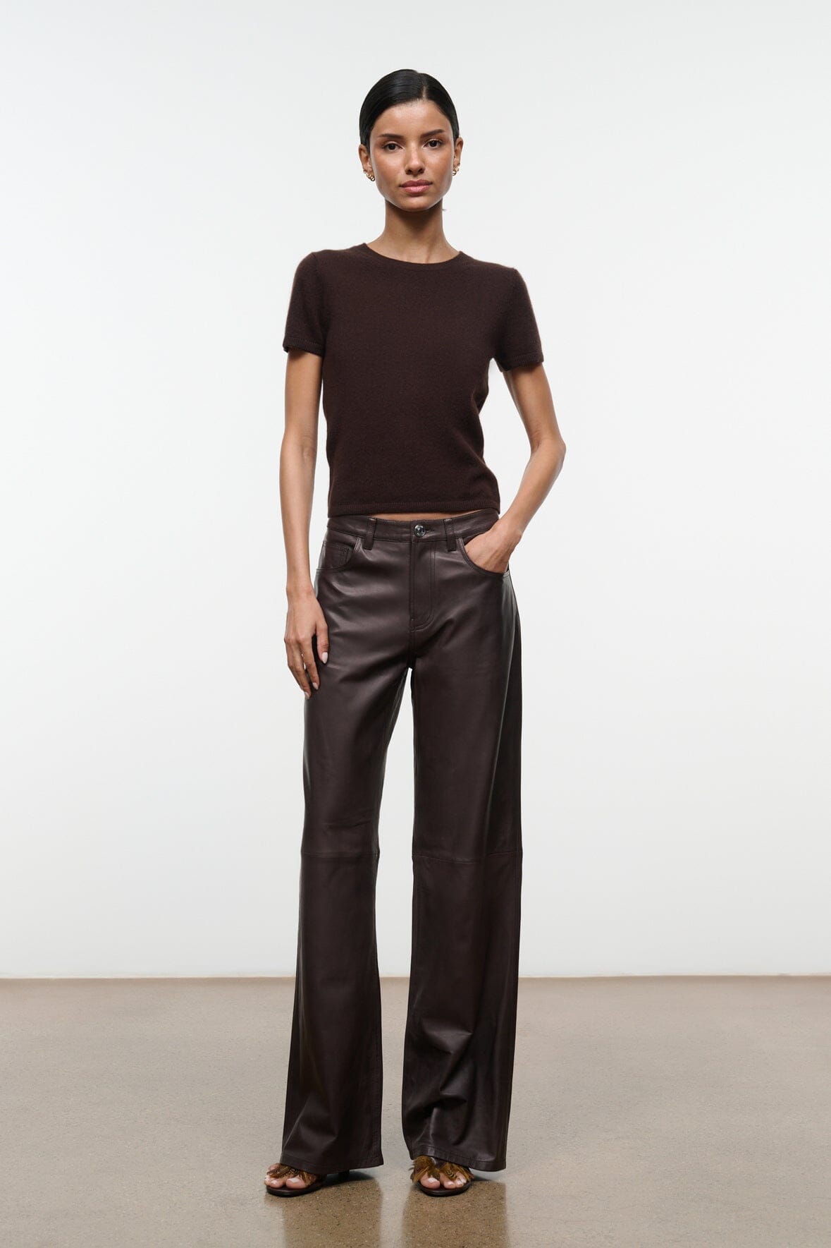 STAUD | Easy Cashmere Tee Dark Chocolate