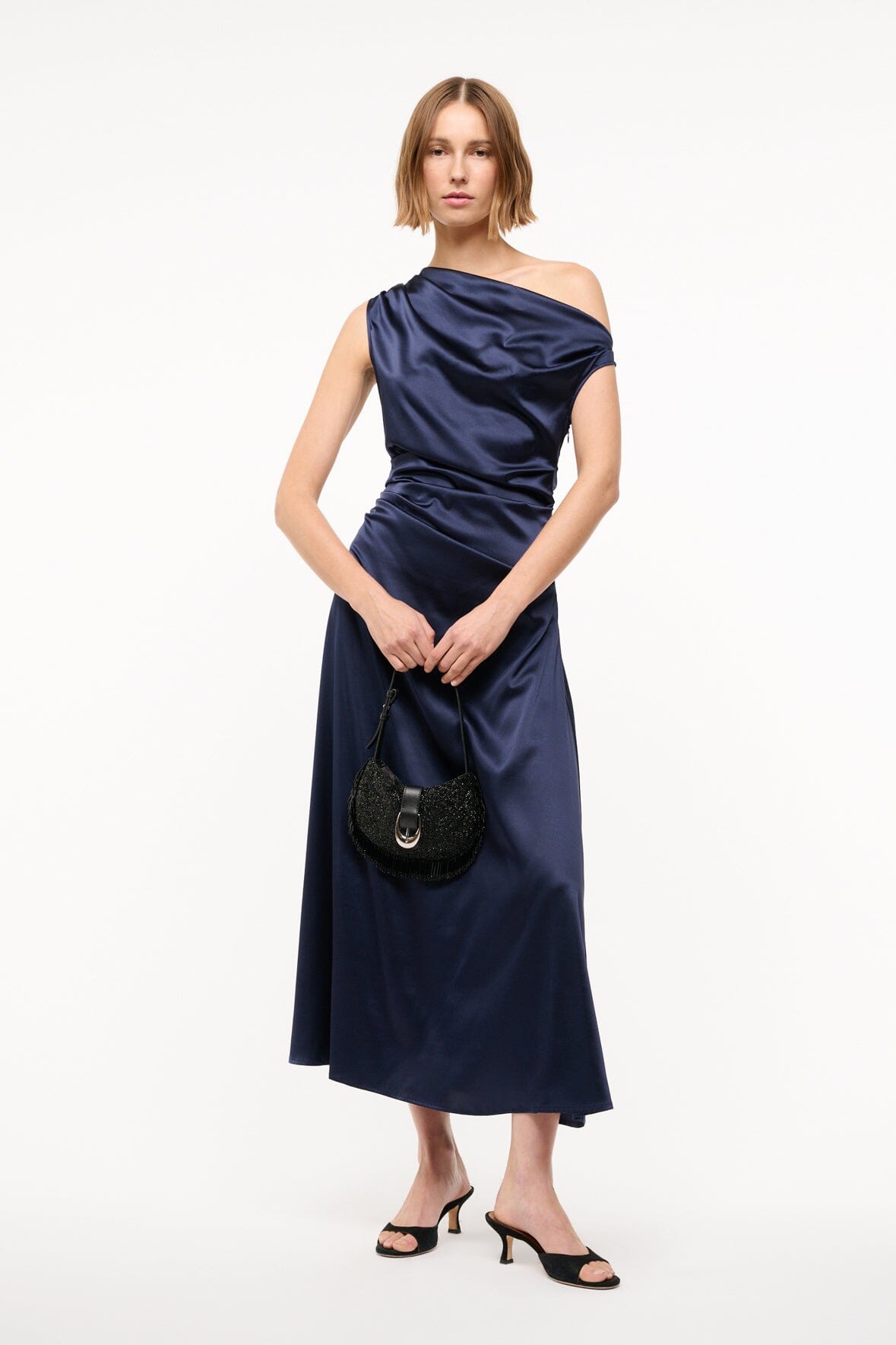 STAUD | Phare Silk Dress Navy