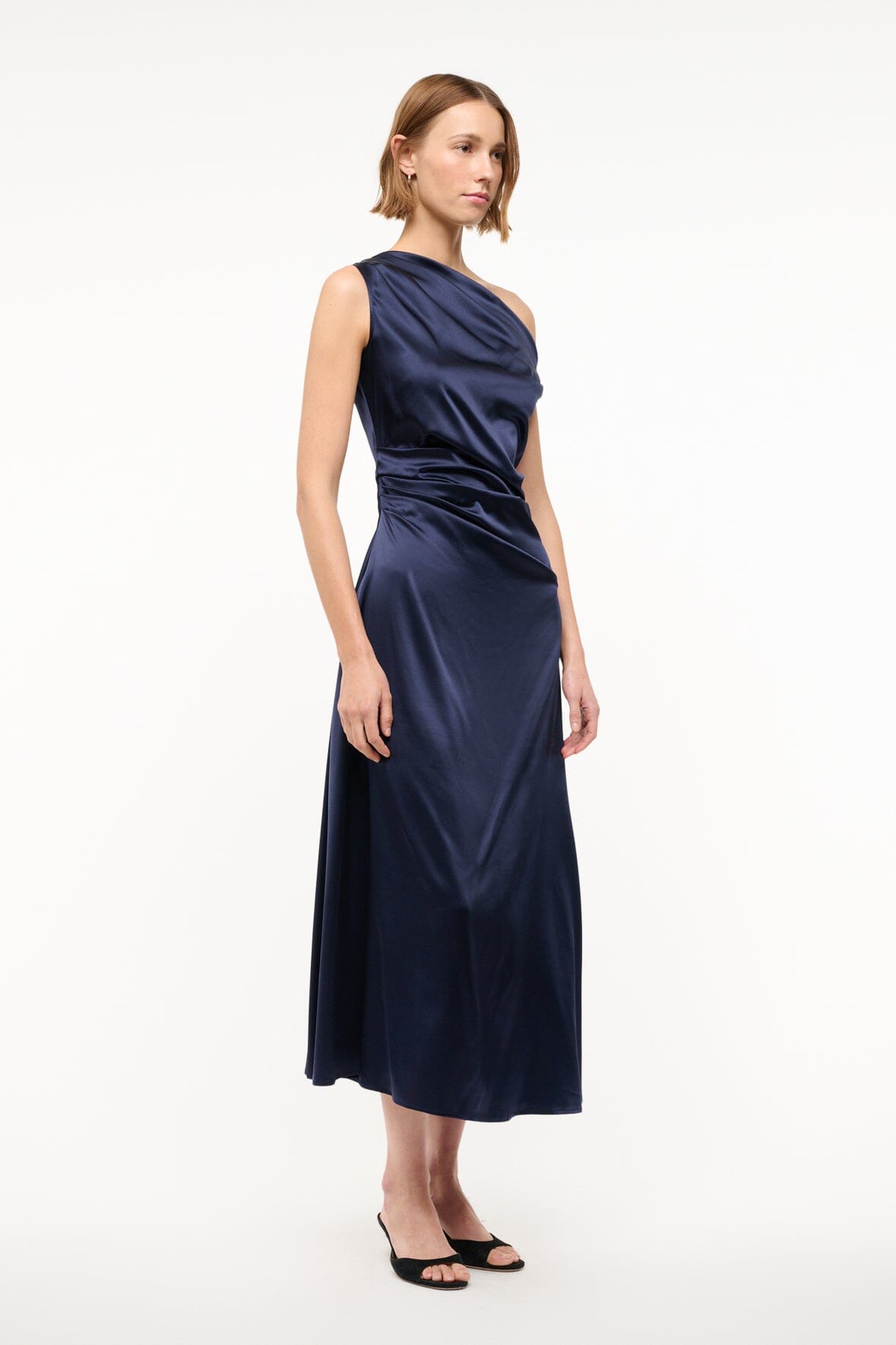 STAUD | Phare Silk Dress Navy