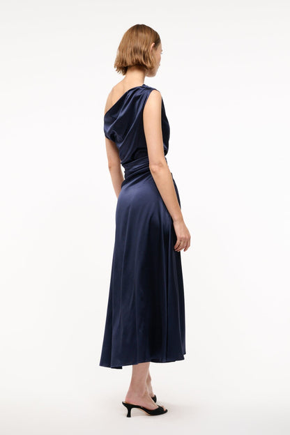 STAUD | Phare Silk Dress Navy