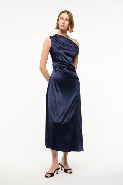 STAUD | Phare Silk Dress Navy