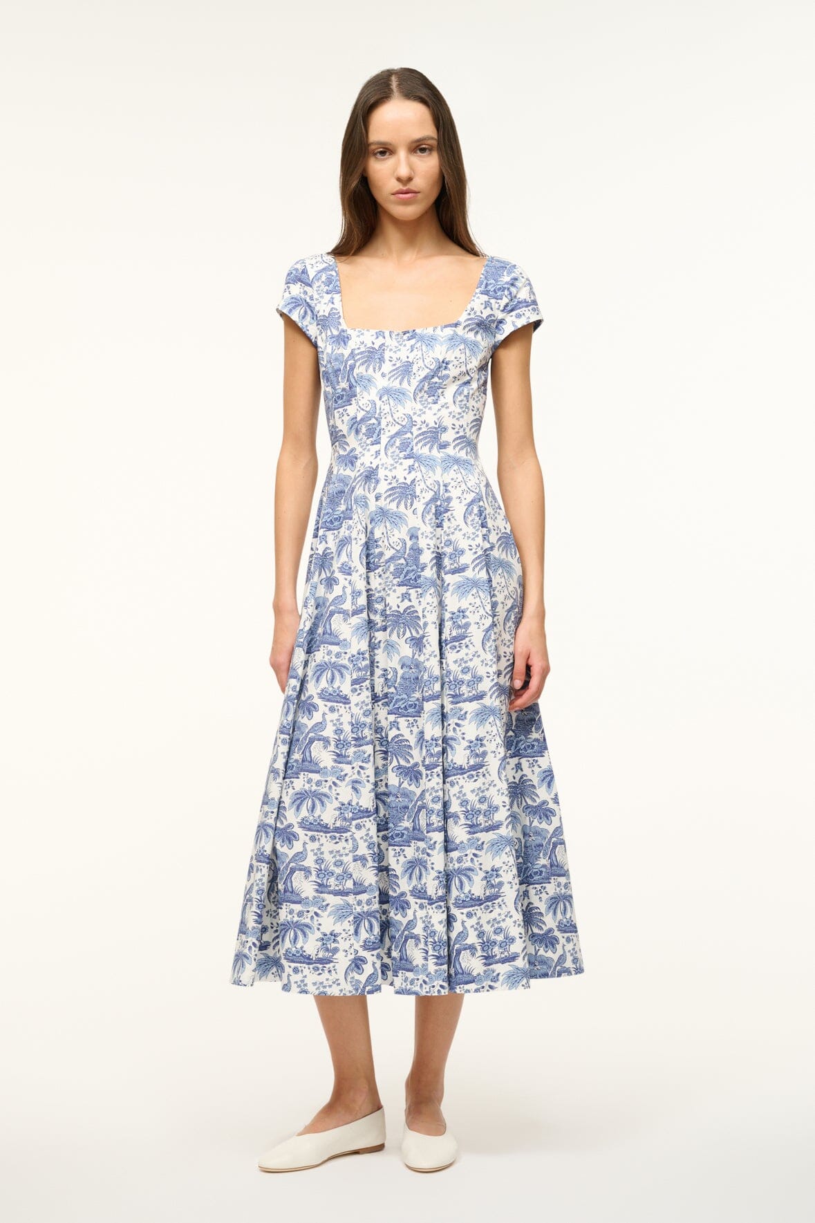 STAUD | Short Sleeve Wells Dress Blue Toile