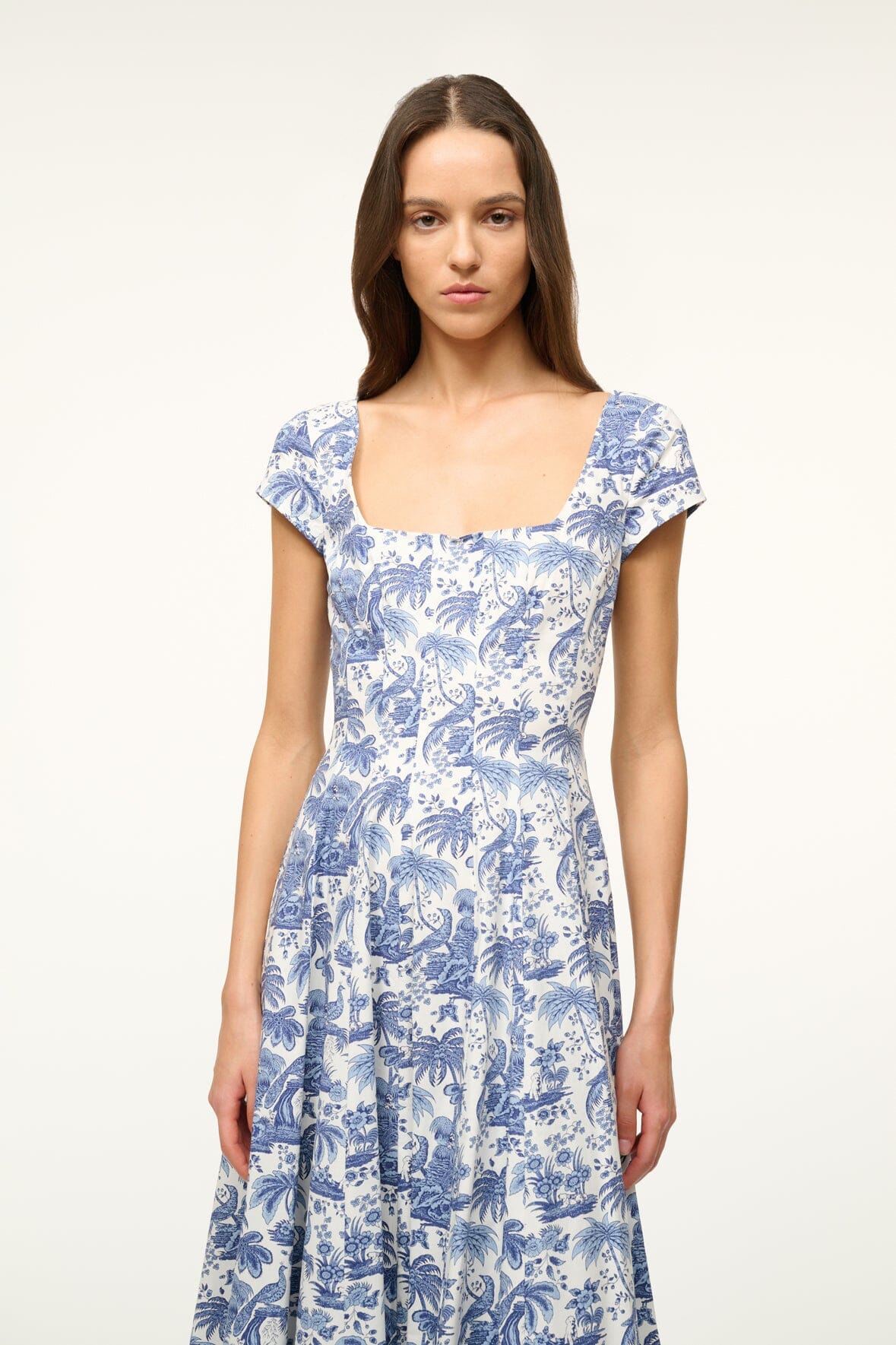 STAUD | Short Sleeve Wells Dress Blue Toile