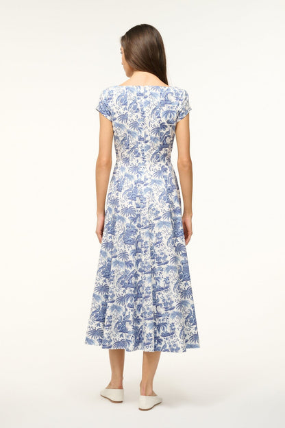 STAUD | Short Sleeve Wells Dress Blue Toile