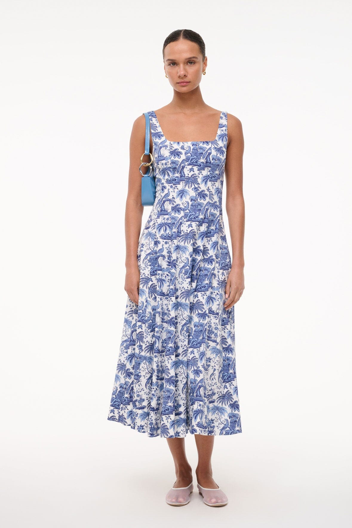 STAUD | Wells Dress - China Blue Toile
