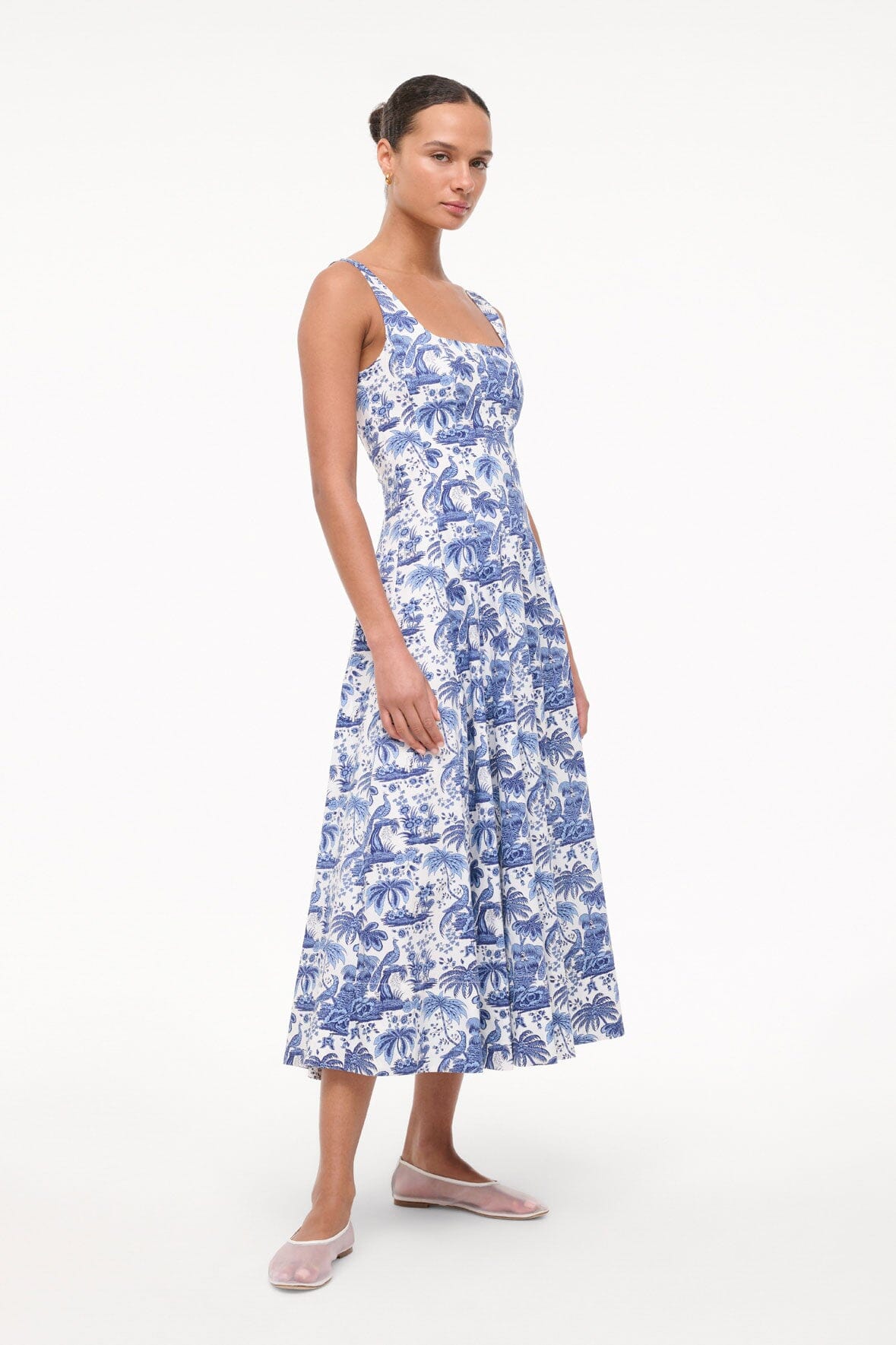 STAUD | Wells Dress - China Blue Toile