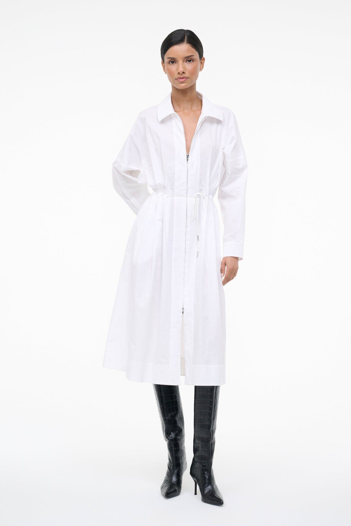 STAUD | Chi Midi Dress White