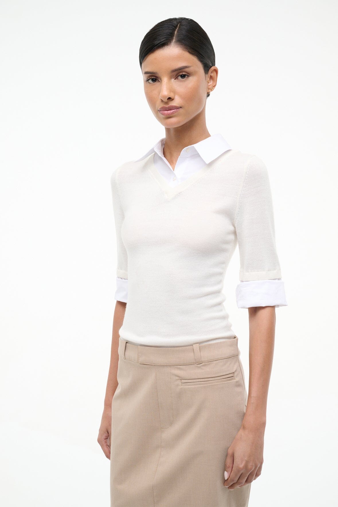 STAUD | Geo Mini Dress Barley Ivory