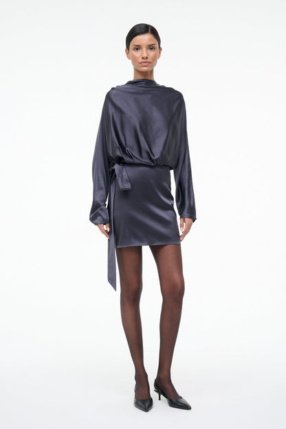 STAUD | Phoebe Silk Mini Dress Nocturne