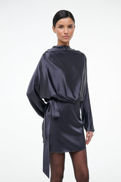 STAUD | Phoebe Silk Mini Dress Nocturne