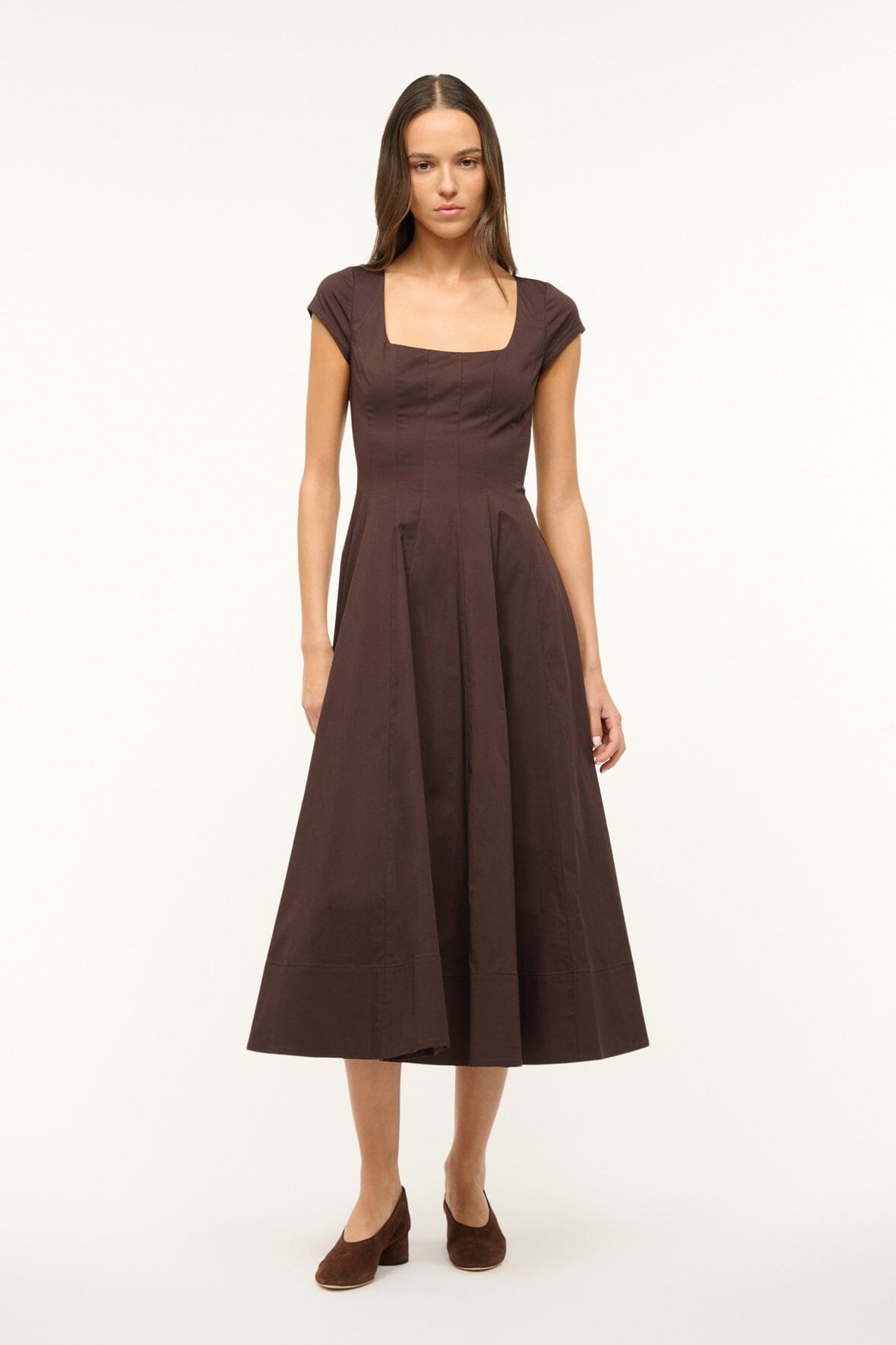 STAUD | Su26 Short Sleeve Wells Dress Earth