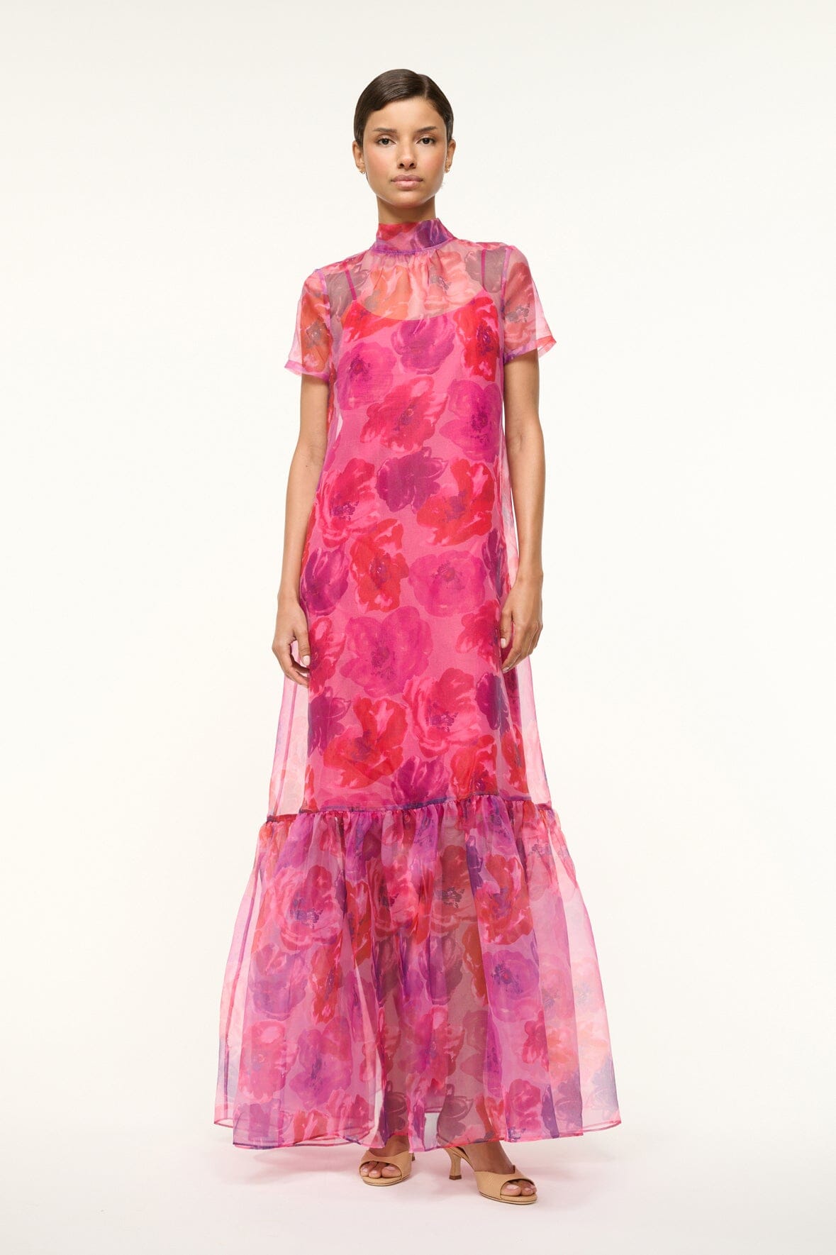 STAUD | Calluna Dress Magenta Painted Floral