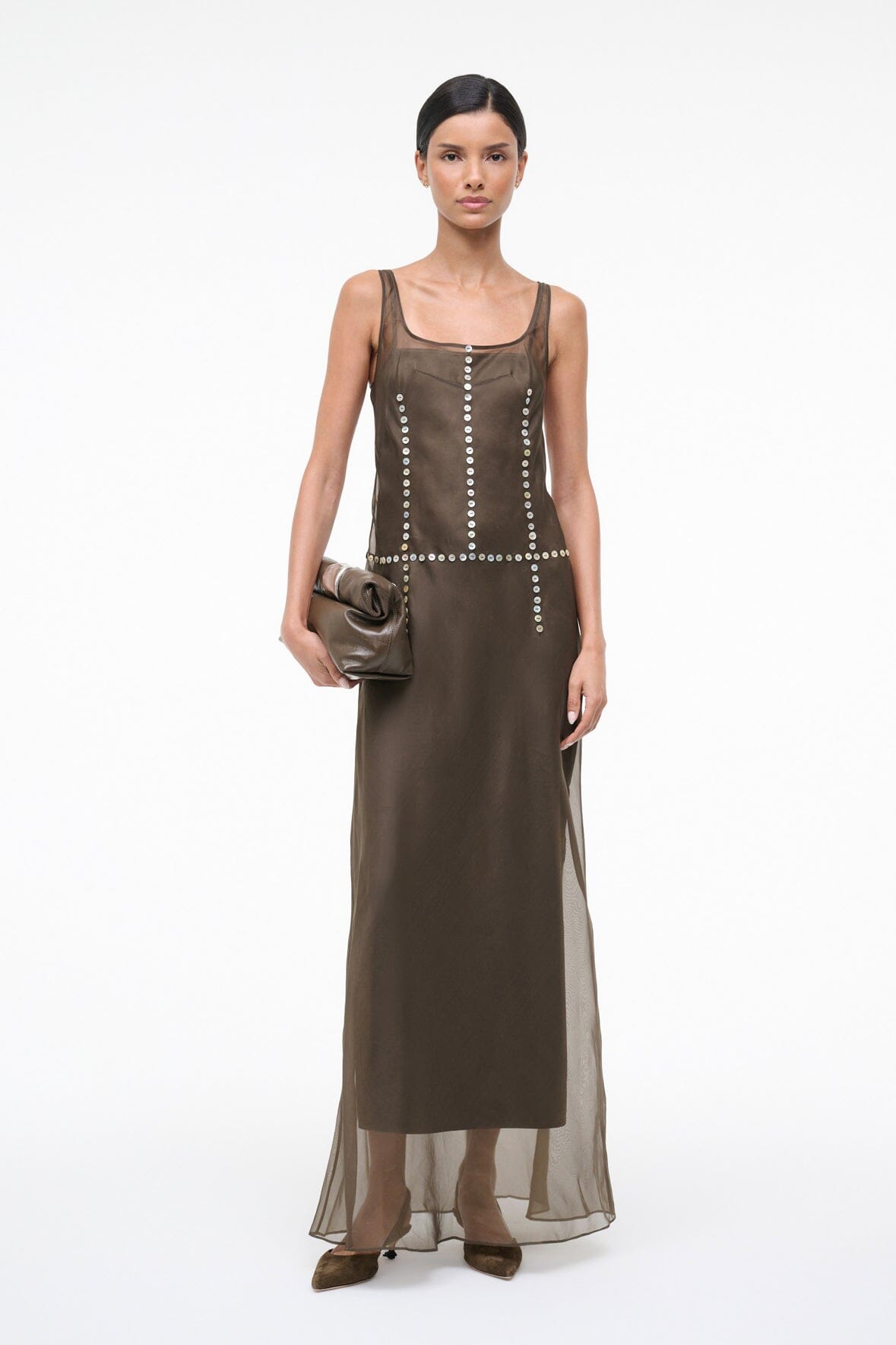 STAUD | Greta Silk Dress Soil