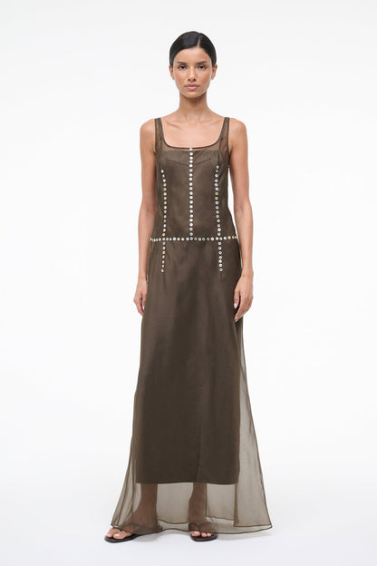 STAUD | Greta Silk Dress Soil