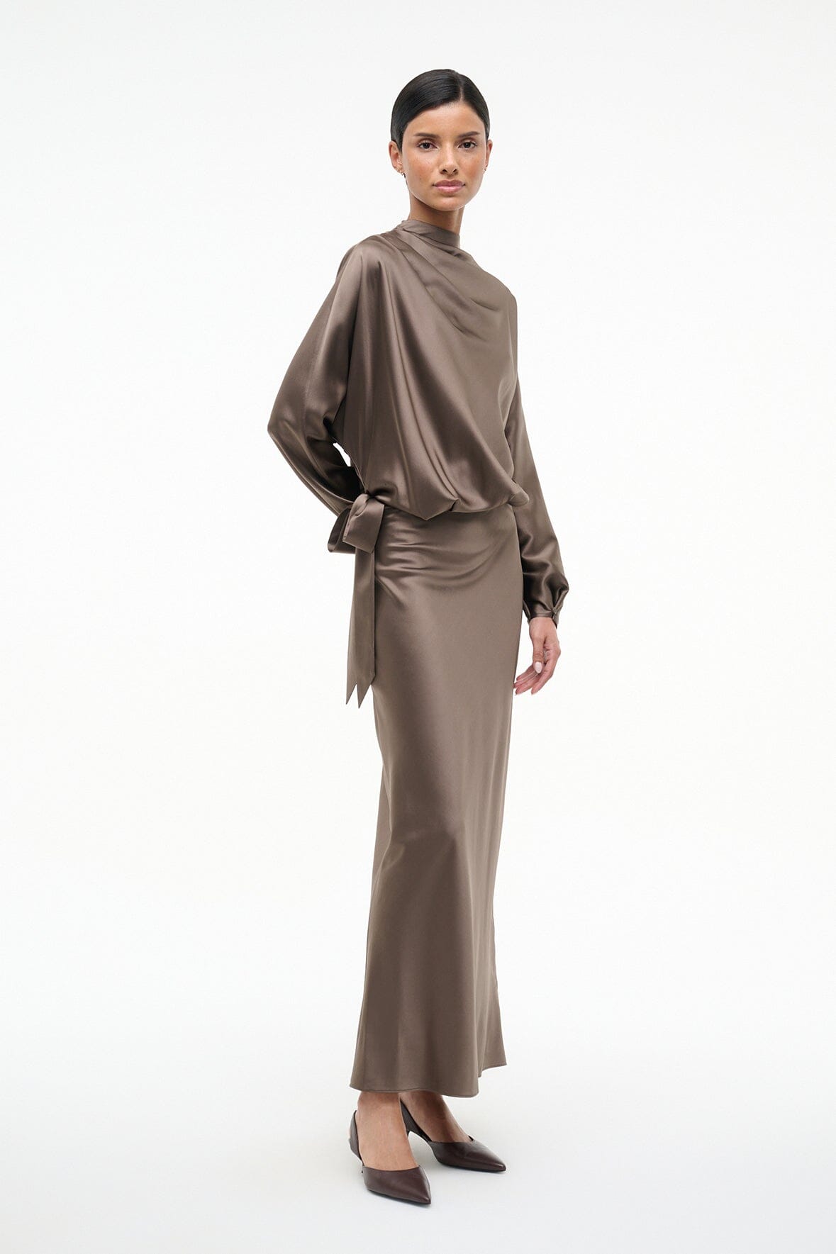STAUD | Phoebe Silk Dress Truffle