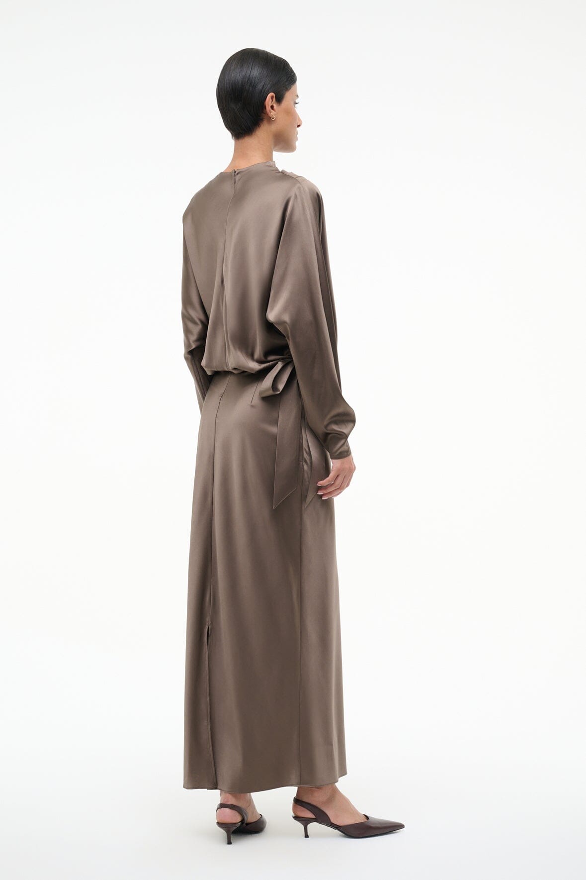 STAUD | Phoebe Silk Dress Truffle