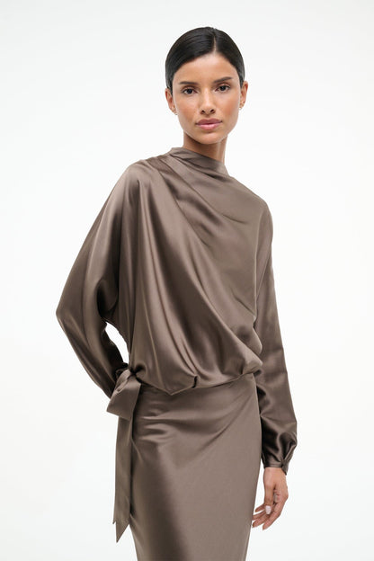 STAUD | Phoebe Silk Dress Truffle