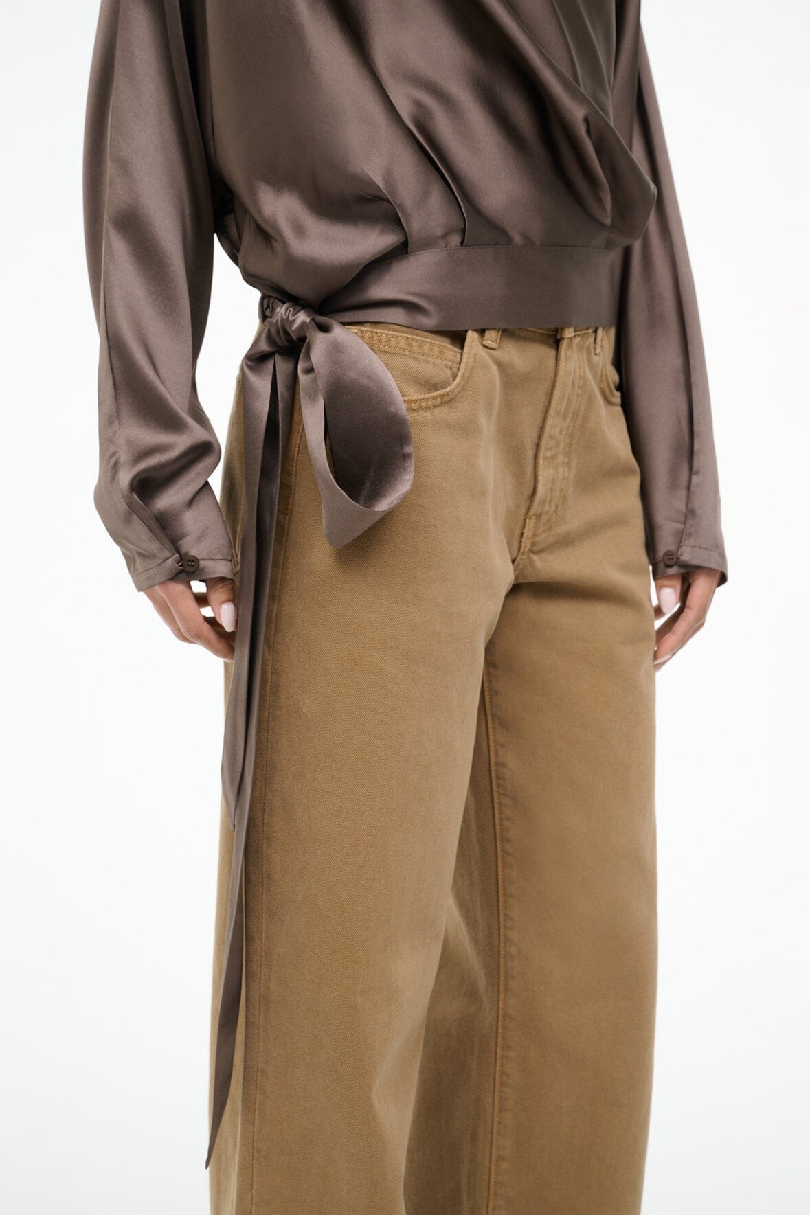 STAUD | Phoebe Silk Top Truffle