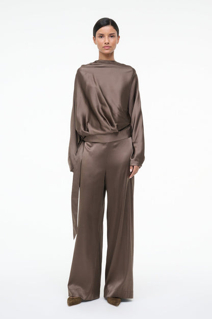 STAUD | Phoebe Silk Top Truffle