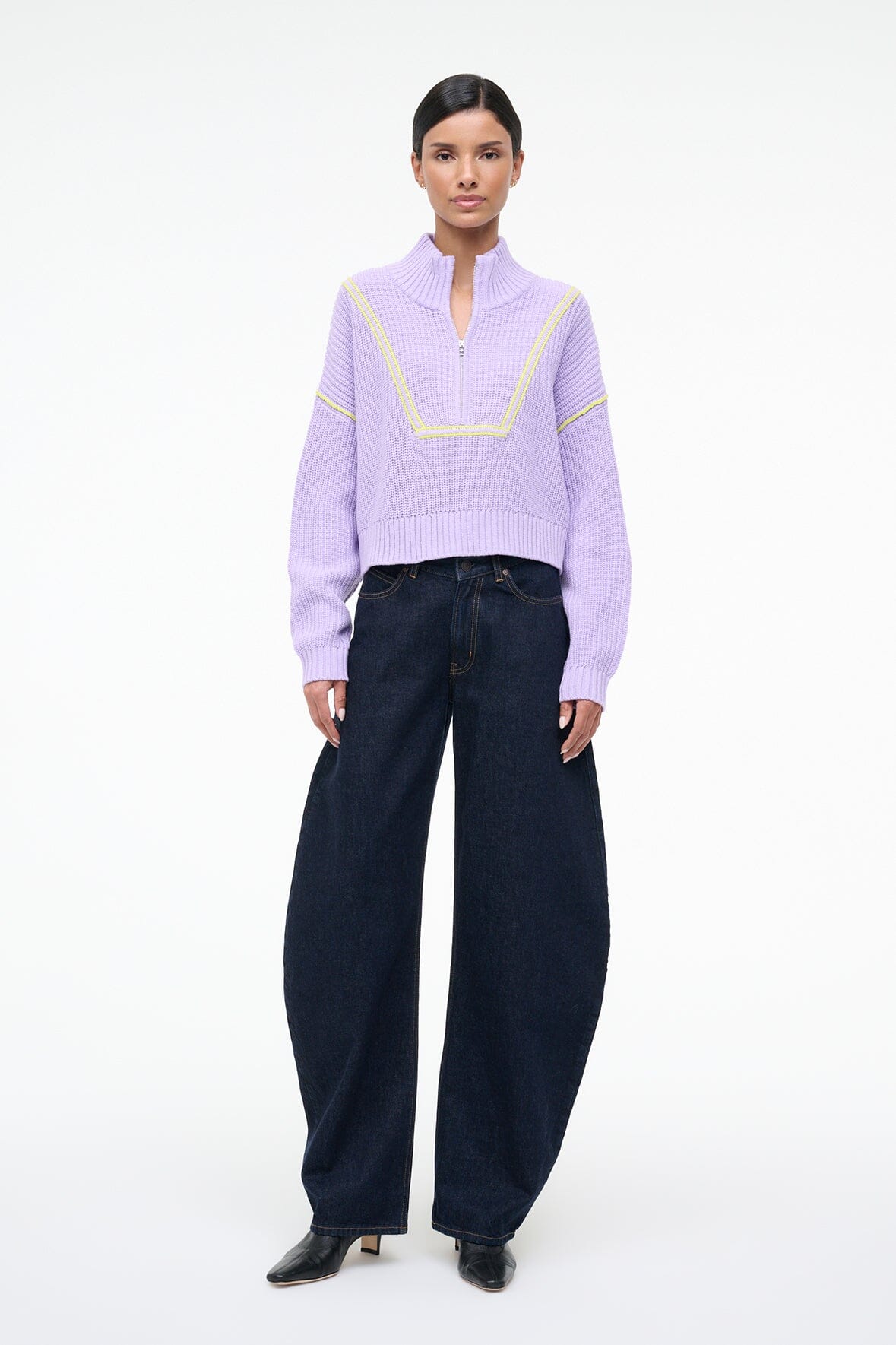 STAUD | Cropped Hampton Sweater Wisteria