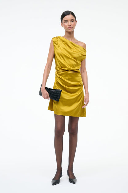 STAUD | Mini Phare Silk Dress Turmeric
