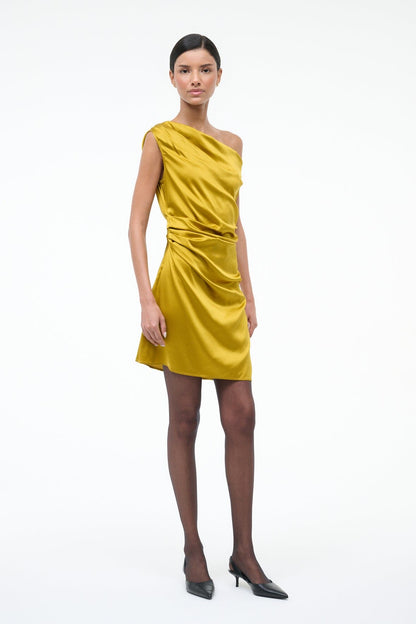 STAUD | Mini Phare Silk Dress Turmeric
