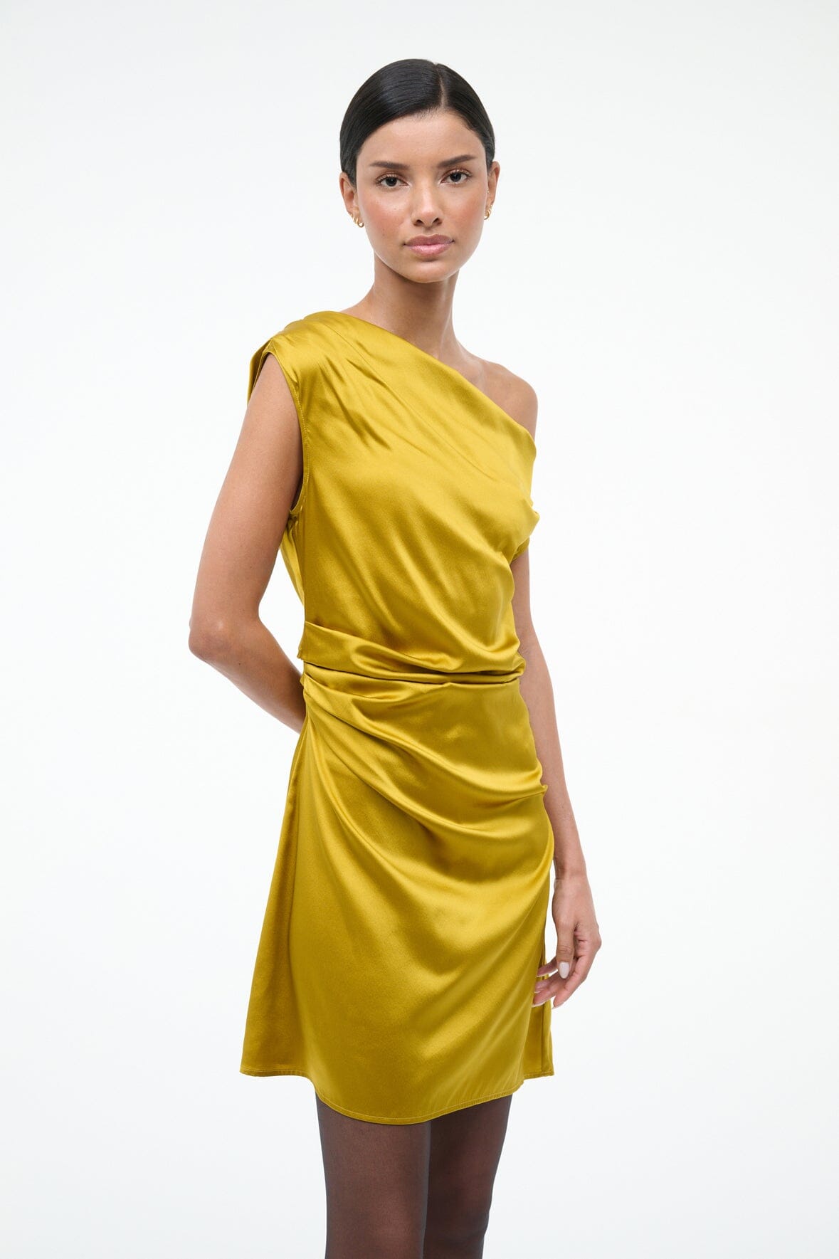 STAUD | Mini Phare Silk Dress Turmeric
