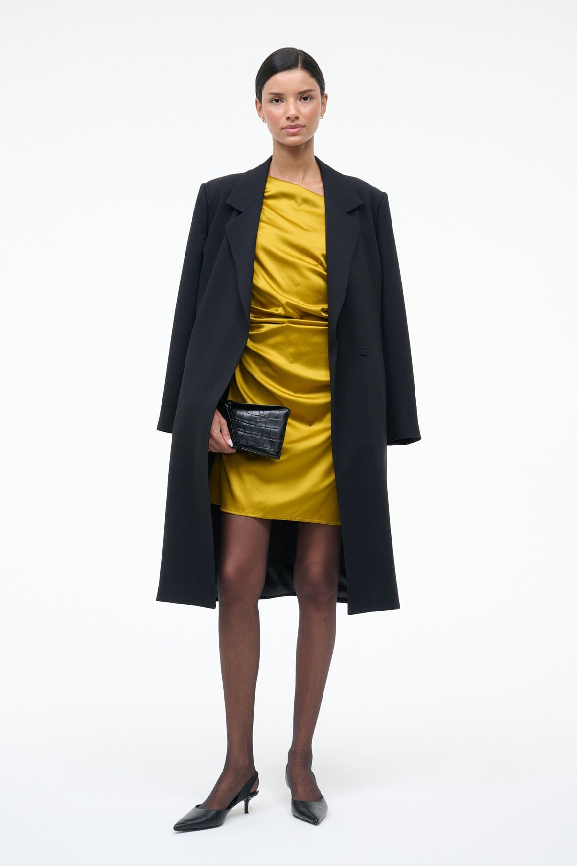 STAUD | Mini Phare Silk Dress Turmeric