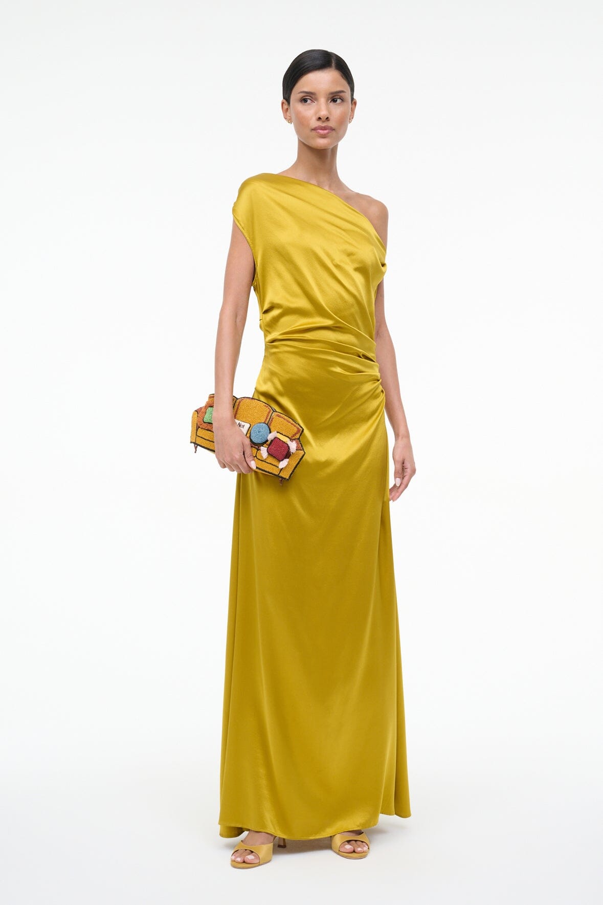 STAUD | Maxi Phare Silk Dress Turmeric
