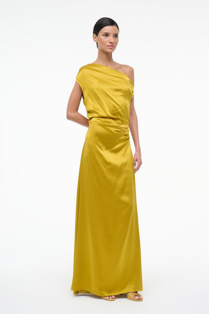 STAUD | Maxi Phare Silk Dress Turmeric