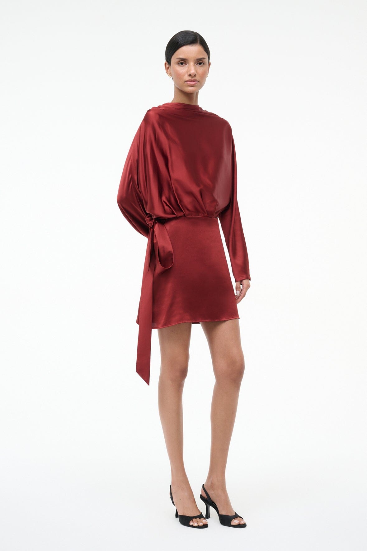 STAUD | Phoebe Silk Mini Dress Sangria