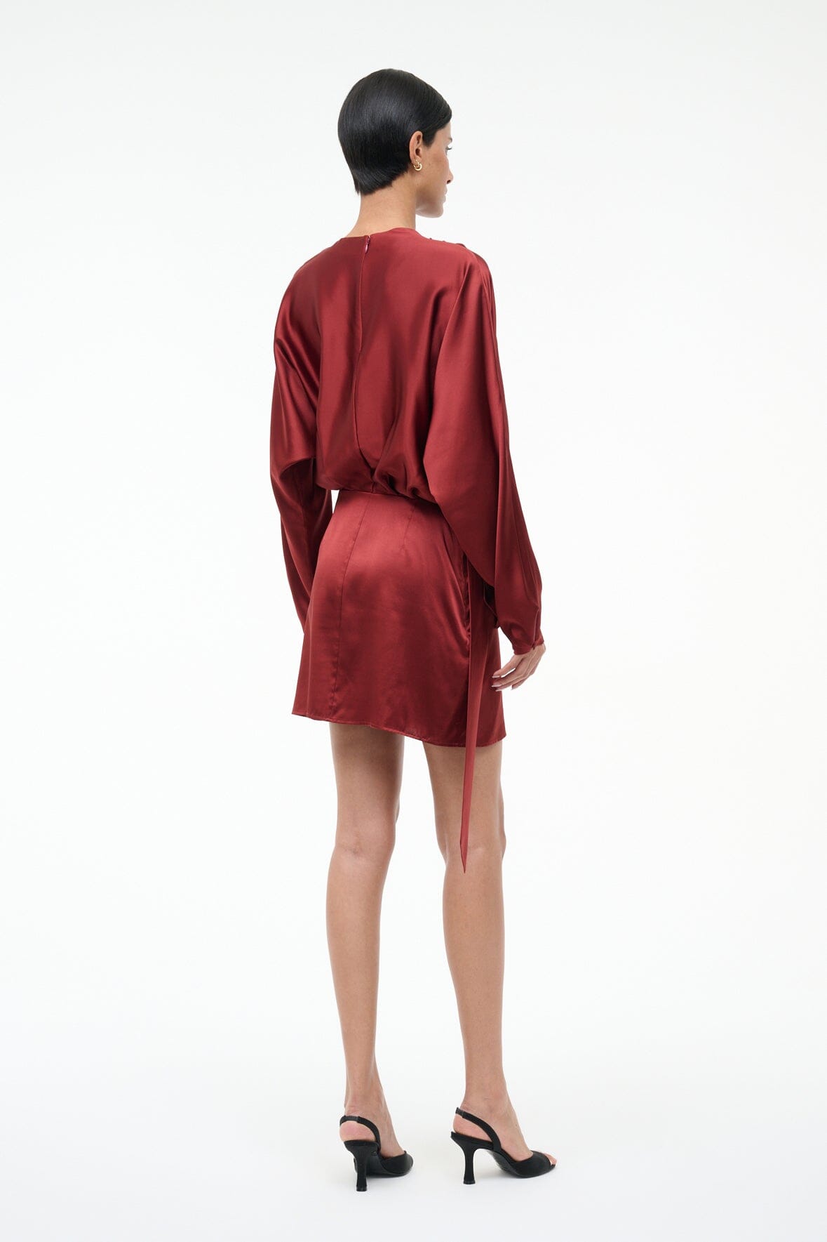 STAUD | Phoebe Silk Mini Dress Sangria