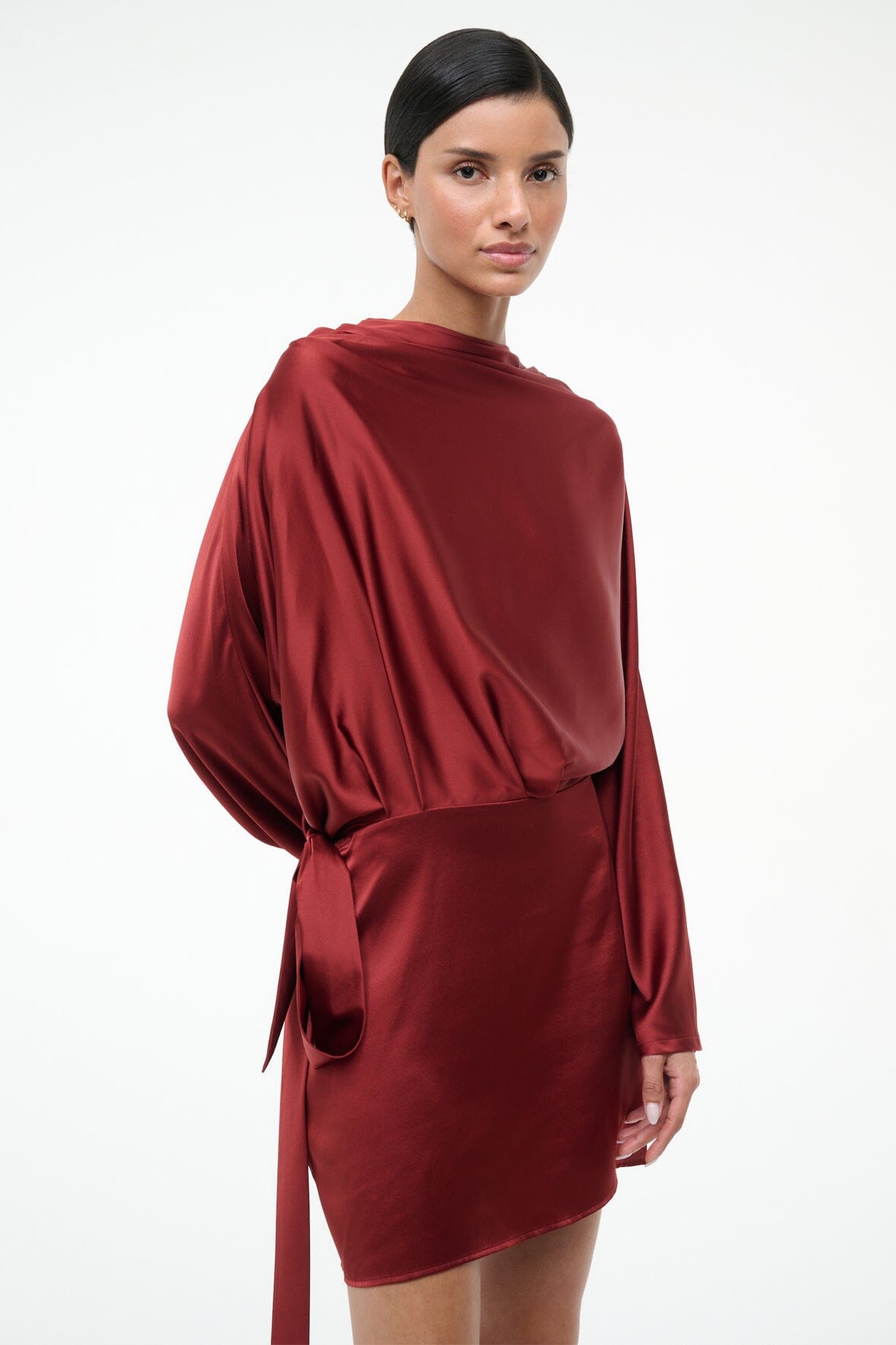 STAUD | Phoebe Silk Mini Dress Sangria