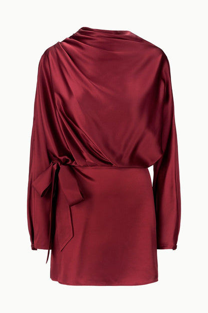STAUD | Phoebe Silk Mini Dress Sangria