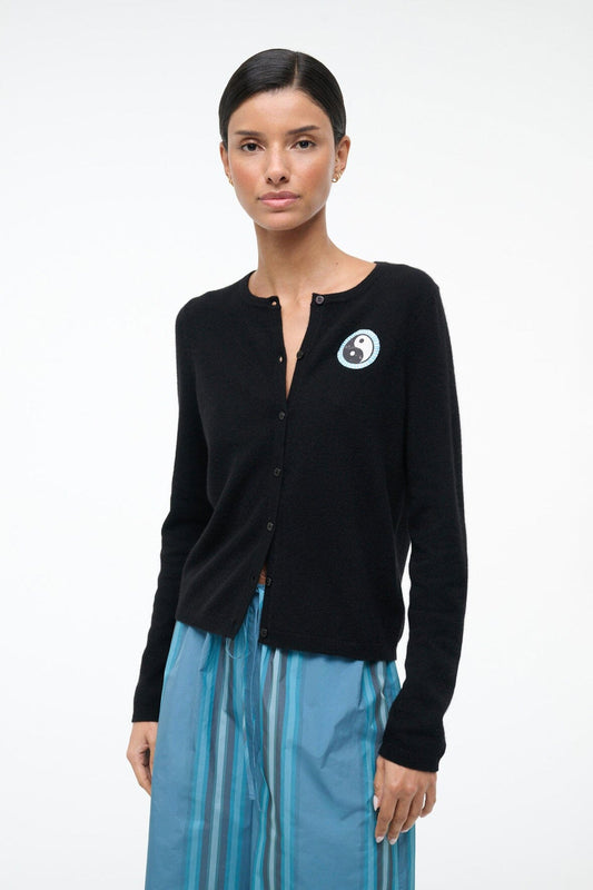 STAUD | Midnight Cashmere Cardigan Black Patchwork