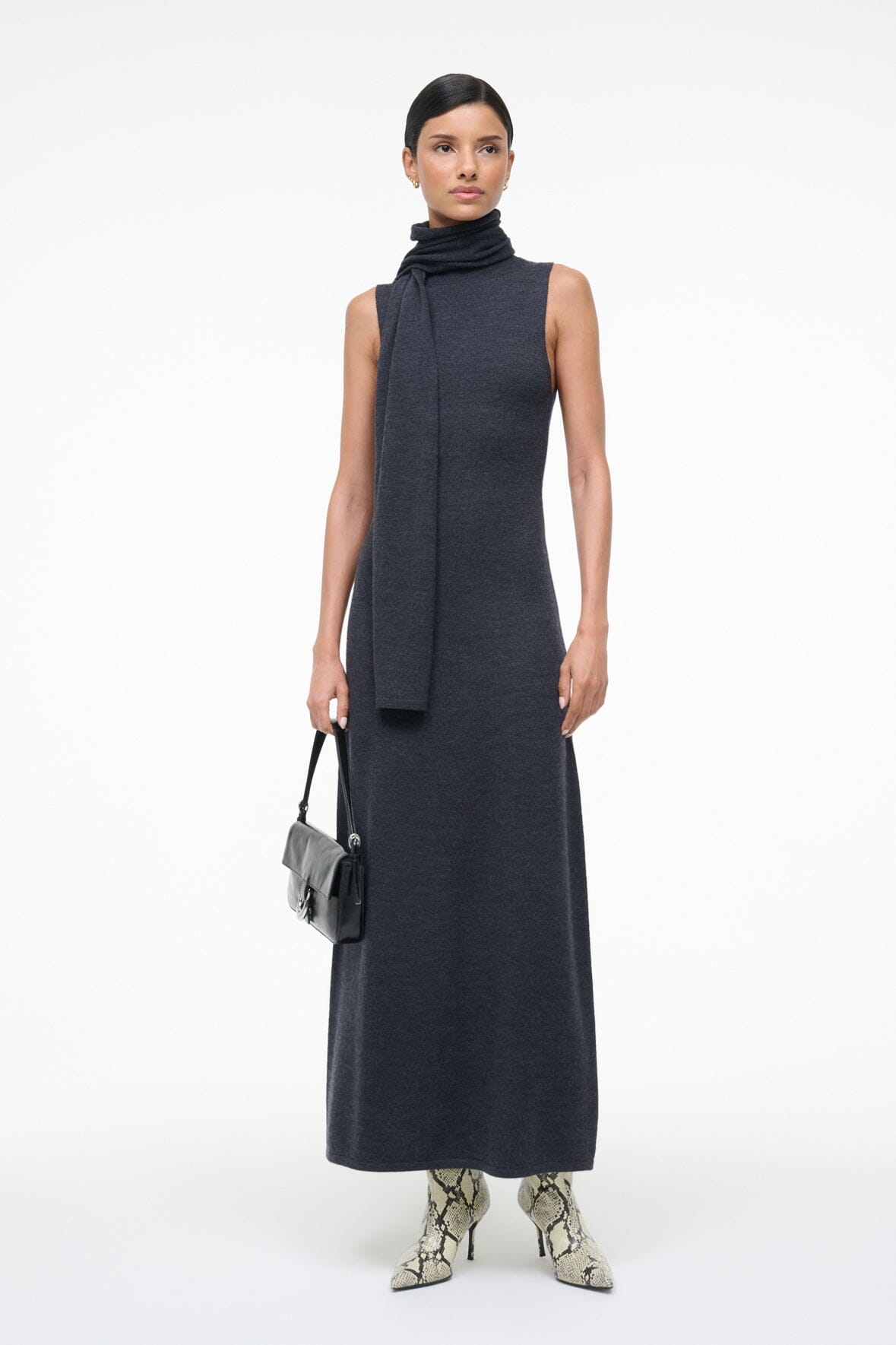 STAUD | Canal Midi Dress Charcoal